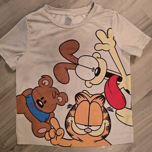 Playful Garfield Cartoon Character Kids T-Shirt - Cream